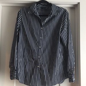 Navy and White striped Button-Down